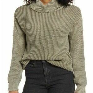 Ten Sixty Sherman Small S Olive Night Acid Wash Cotton Turtleneck Sweater